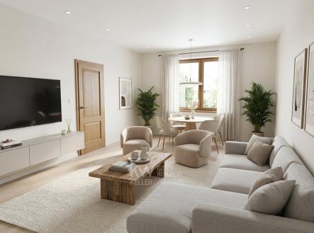 obývací pokoj - vizualizace - prodej-bytu-zizkov-lucie-tumova-realitni-makler-praha-skvela-adresa-b | Prodej bytu, 2+1, 51 m²