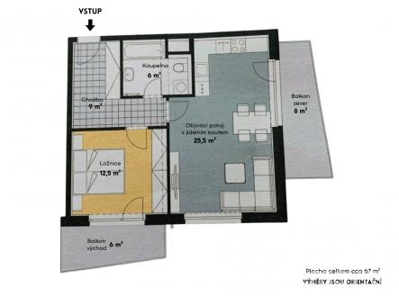 půdorys | Pronájem bytu, 2+kk, 67 m²