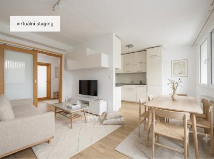 Obývací pokoj s kuchyňským koutem - vizualizace | Pronájem bytu, 3+kk, 61 m²