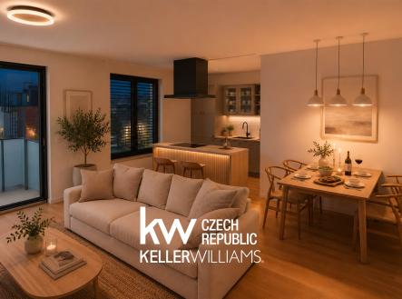Foto_Obyvak_Kuchyne_vizualizace | Prodej bytu, 2+kk, 67 m²