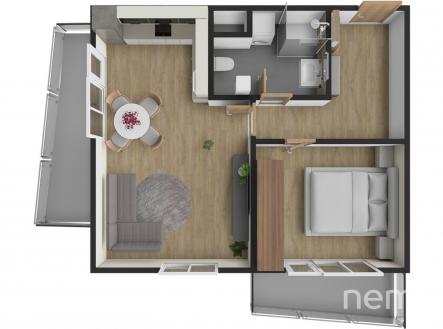 3D | Pronájem bytu, 2+kk, 55 m²