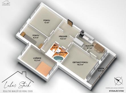 Původní dispozice | Prodej bytu, 4+kk, 87 m²
