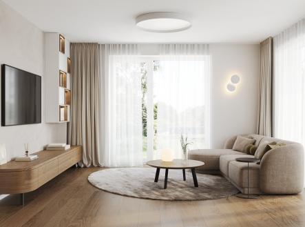 Byt č.1 Dispozice 3+KK obytný prostor b) | Prodej bytu, 3+kk, 96 m²