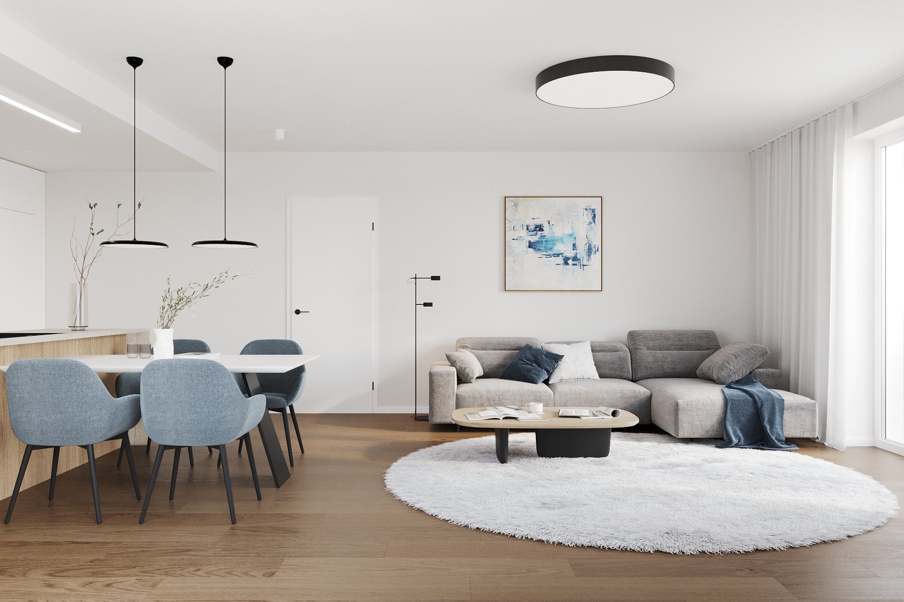 Byt č.2  Dispozice 2+KK obytný prostor c) 