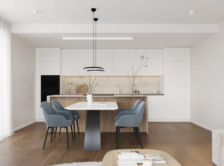 Byt č.2 Dispozice 2+KK obytný prostor e) | Prodej bytu, 2+kk, 81 m²