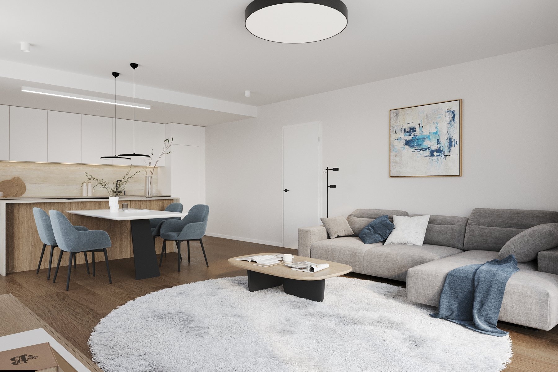 Byt č.2 Dispozice 2+KK obytný prostor a) 