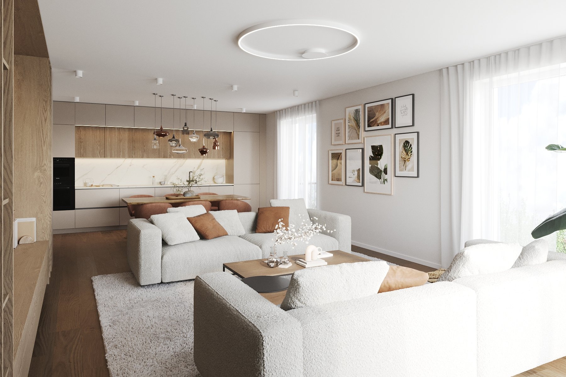 Byt č.3 Dispozice 4+KK Obytný prostor c)