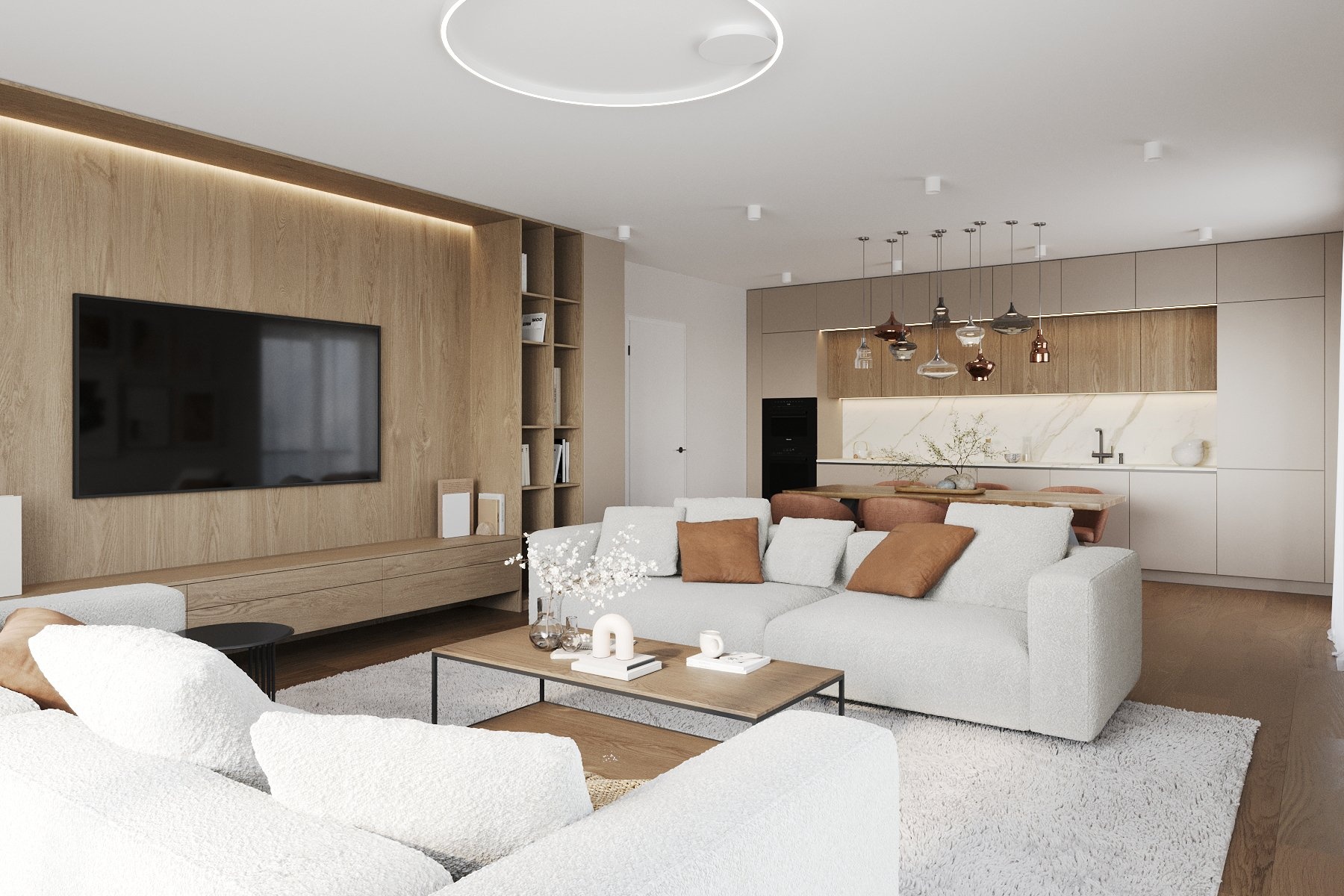 Byt č.3 Dispozice 4+KK Obytný prostor + Kuchyně a)