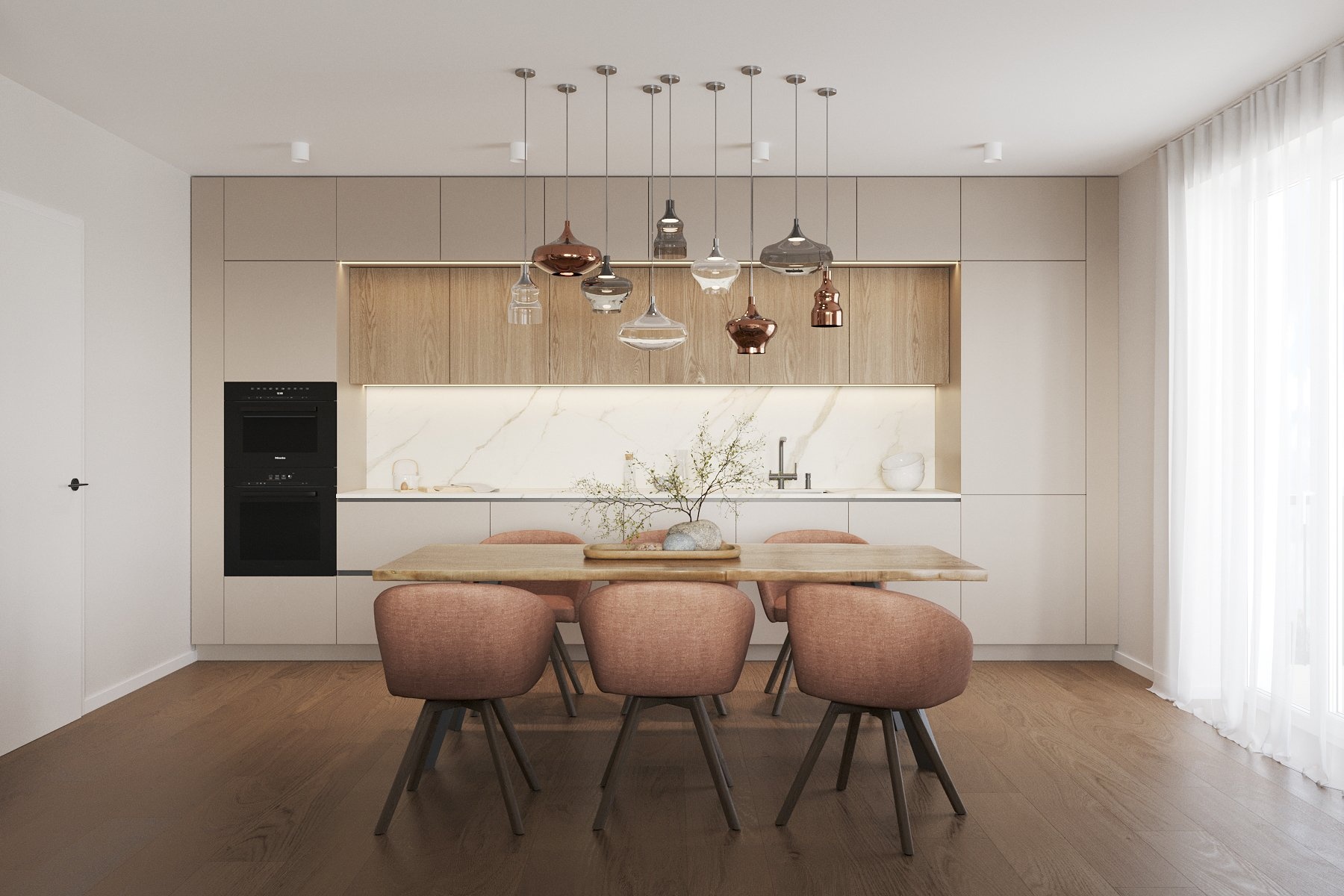 Byt č.3 Dispozice 4+KK obytný prostor + kuchyně b)