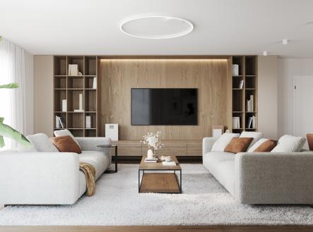 Byt č.3 Dispozice obytný prostor e) | Prodej bytu, 4+kk, 160 m²