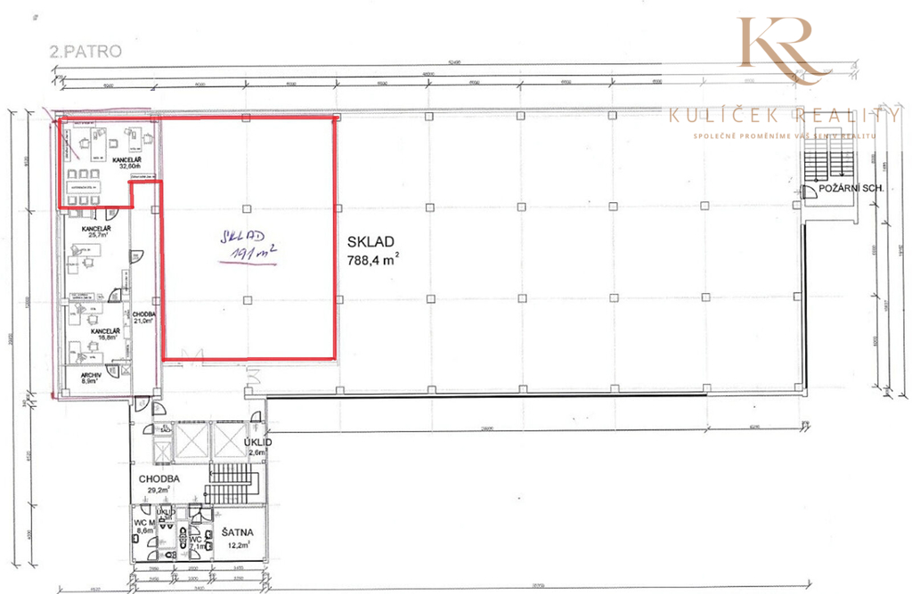 KULÍČEK Reality - Pronájem skladu - půdorys