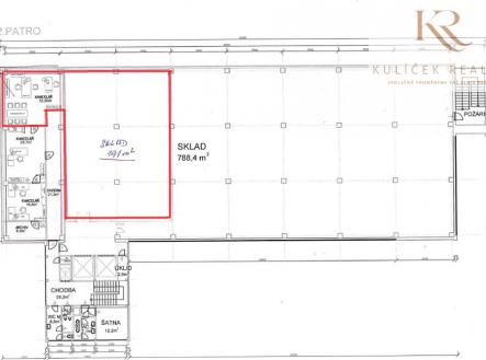 KULÍČEK Reality - Pronájem skladu - půdorys | Pronájem - skladovací prostor, 223 m²