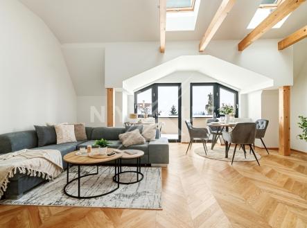 Obývací pokoj s kuchyňským koutem | Prodej bytu, 4+kk, 164 m²