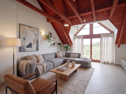 Obývací pokoj (2. NP) . vizualizace | Prodej - dům/vila, 375 m²