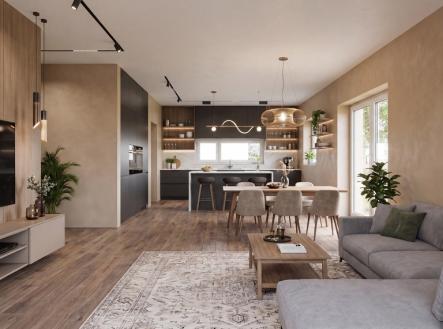 Vizualizace obývacího pokoje | Prodej - dům/vila, 150 m²