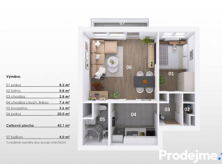 3D Valašská | Pronájem bytu, 2+1, 43 m²
