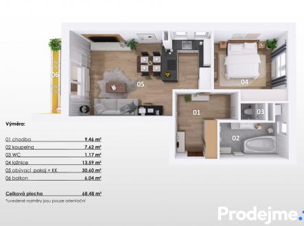 3D - Prodejme.to -  Velké Meziříčí | Prodej bytu, 2+kk, 62 m²