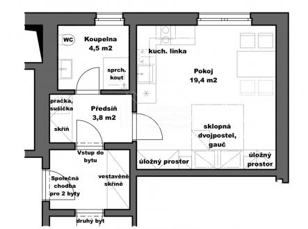 Pronájem bytu, 1+kk, 28 m²