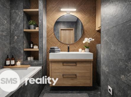 20251227-1436-modern-bathroom-staging-remix-01kdg0a600eqssrfxq0fq9wgy3.png | Prodej bytu, 3+1, 76 m²