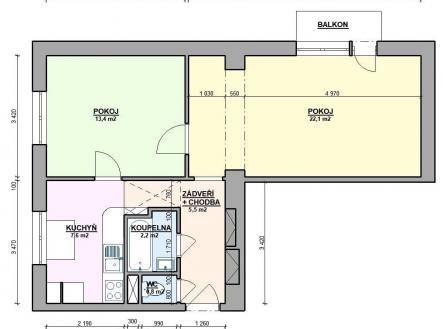 . | Pronájem bytu, 2+1, 55 m²