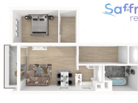 plánek bytu | Pronájem bytu, 2+kk, 60 m²