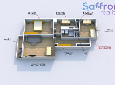 Půdorys bytu | Prodej bytu, 3+1, 78 m²