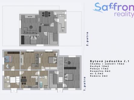 Půdorys jednotka č. 1 | Prodej - dům/vila, 220 m²