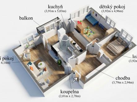 . | Pronájem bytu, 3+1, 94 m²