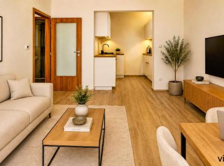 obývák vybavený | Pronájem bytu, 2+kk, 52 m²