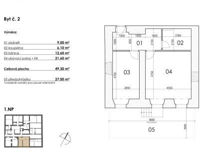 . | Prodej bytu, 2+kk, 49 m²