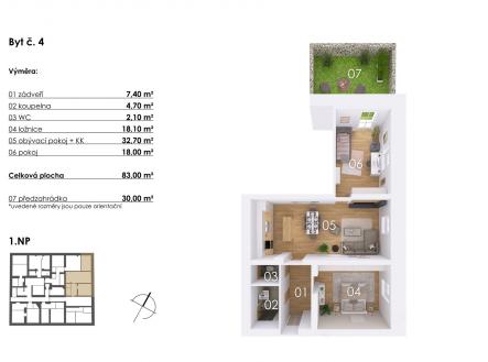 . | Prodej bytu, 3+kk, 83 m²