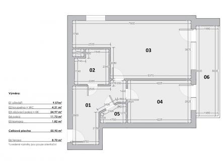 . | Prodej bytu, 2+kk, 56 m²