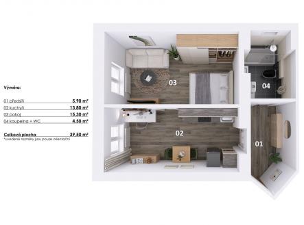 . | Pronájem bytu, 1+1, 39 m²