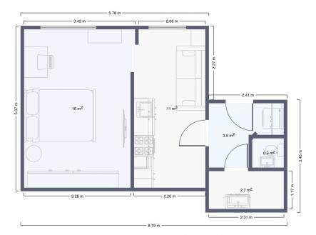 Půdorys | Prodej bytu, 1+1, 35 m²