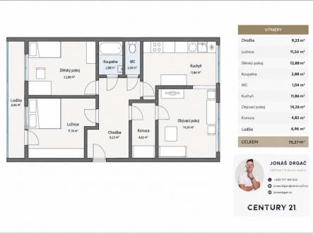 . | Prodej bytu, 3+1, 75 m²