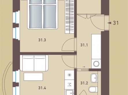. | Prodej bytu, 2+kk, 40 m²