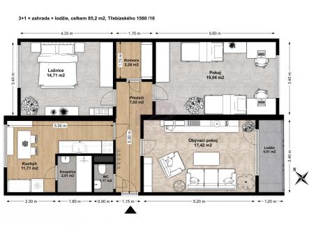 Pronájem bytu, 3+1, 81 m²