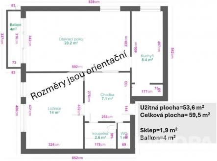 . | Prodej bytu, 2+1, 54 m²