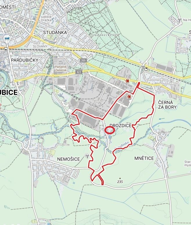 Prodej stavebního pozemku 398 m2 v Drozdicích, městský obvod Pardubice IV