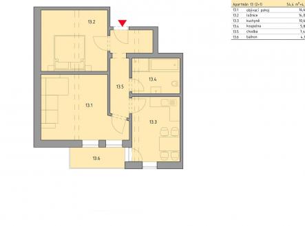 APT13 | Prodej bytu, 2+1, 55 m²