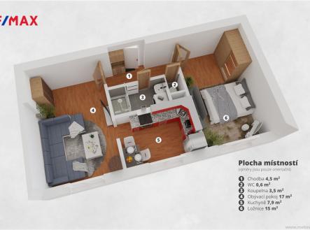 gutlova-zelenecska-3dmodel.jpg | Prodej bytu, 2+1, 53 m²