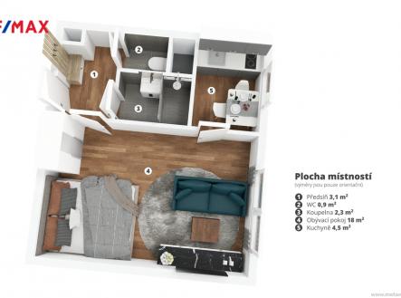 3D PLÁNEK | Pronájem bytu, 1+kk, 29 m²