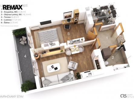 3d-layout.jpg | Prodej bytu, 2+kk, 61 m²