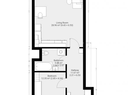 2D PŮDORYS | Pronájem bytu, 2+kk, 65 m²