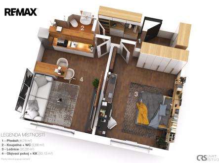 3d-layout.jpg | Prodej bytu, 2+kk, 51 m²