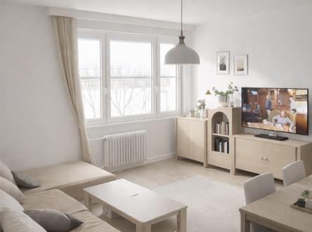 Obývací pokoj_vizualizace | Prodej bytu, 3+1, 66 m²