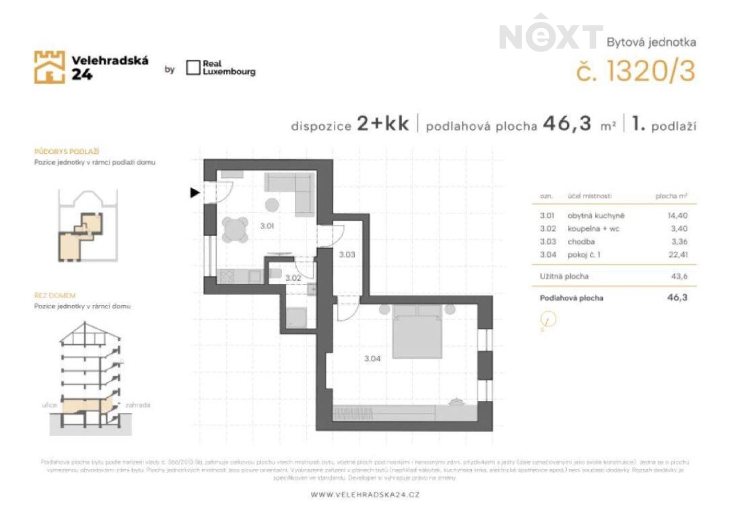 Prodej byt 2+kk, 43㎡