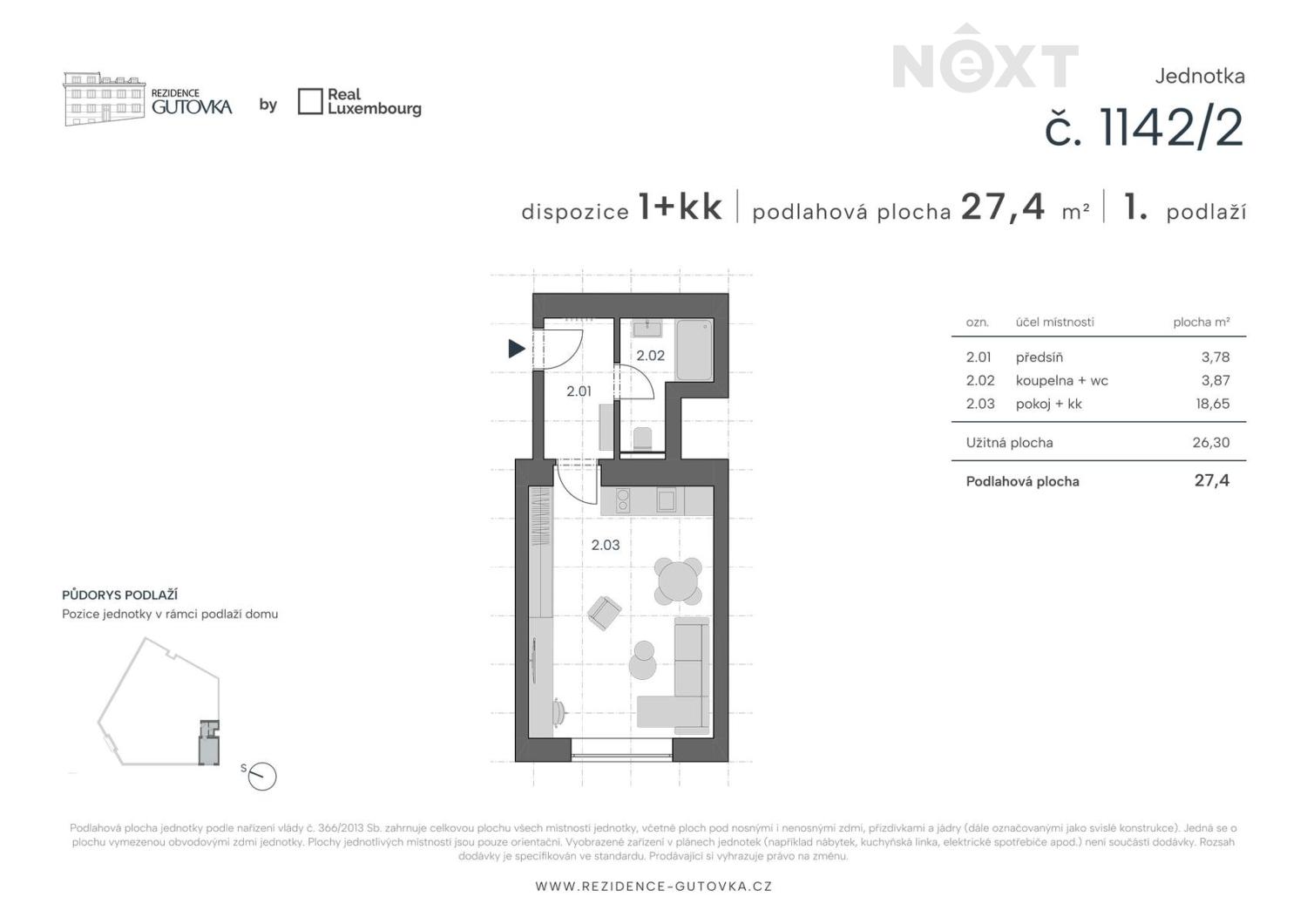 Prodej byt 1+kk, 26㎡