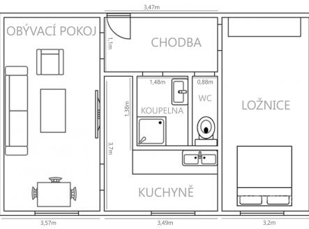 . | Prodej bytu, 2+1, 54 m²