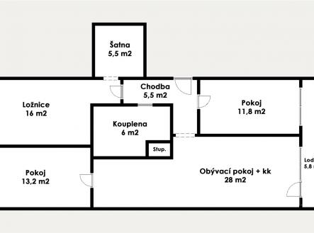 . | Prodej bytu, 4+kk, 97 m²